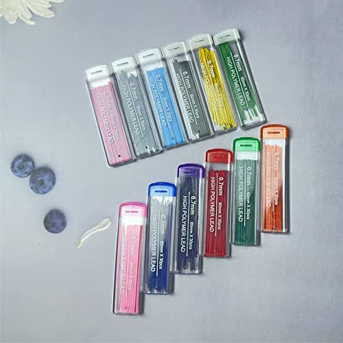Lunpliran 12 Colors 360 Pieces Color Lead Refills Colored Pencils Lead, 0.7 mm HB (12 Colors)