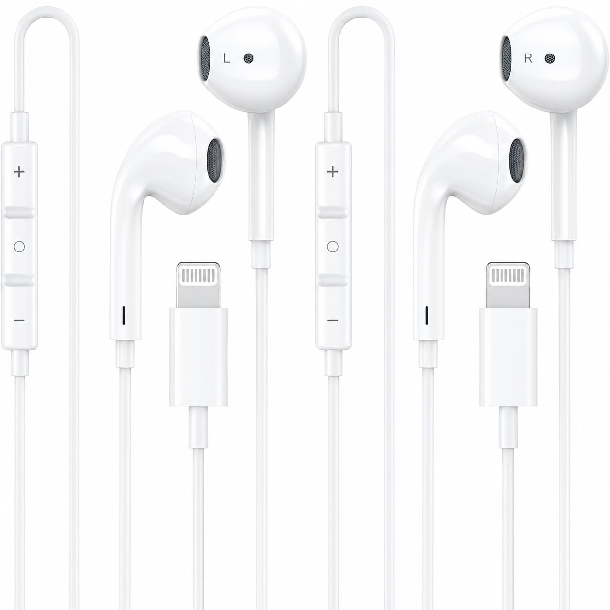 Photo 1 of [Apple MFi Certified] 2 Pack Wired Earbuds for iPhone, Lightning Headphones with Bluetooth Connection, Built-in Remote and Mic, Volume & Music Control for iPhone 14 13 12 11 Pro Max XS XR X 8 7 6