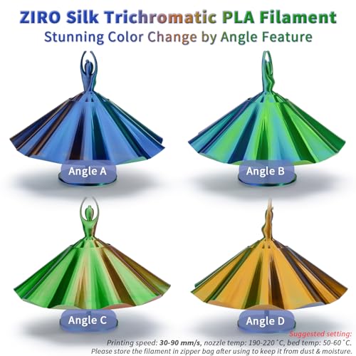 Image of ZIRO PLA Filament 1KG,Silk 3-in-1 Color Co-Extruded Material, Goldern Oasis