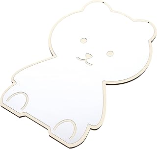UTHCLO Espejo De Oso Sonriente Decoración De La Habitación Forma Decoración De Espejo De Pared Osos Cuarto De Jugar Pequeña Vivero Espejo De Vanidad Estético De Acrílicode Madera