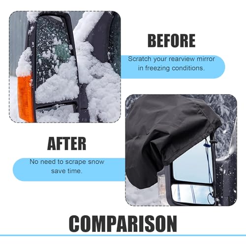 Image of Car Windshield Cover for Ice Rearview Mirror Snow Covers, Car Rearview Mirror Snow Cover , 210 D Silver Coated Oxford Cloth Reflector Frost Snow Cover, Drawstring Closure Quick Installation Accessory