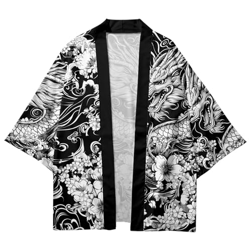 Image of Women's and Men Kimono Cardigan Japanese Long Sleeves Lightweight Open Front Coat Tops