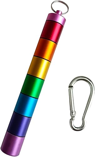 FAYALA Dispersador de pastillas impermeable, 7 días, pastillero de arcoíris, contenedor de pastillero de viaje, llavero de medicina portátil,