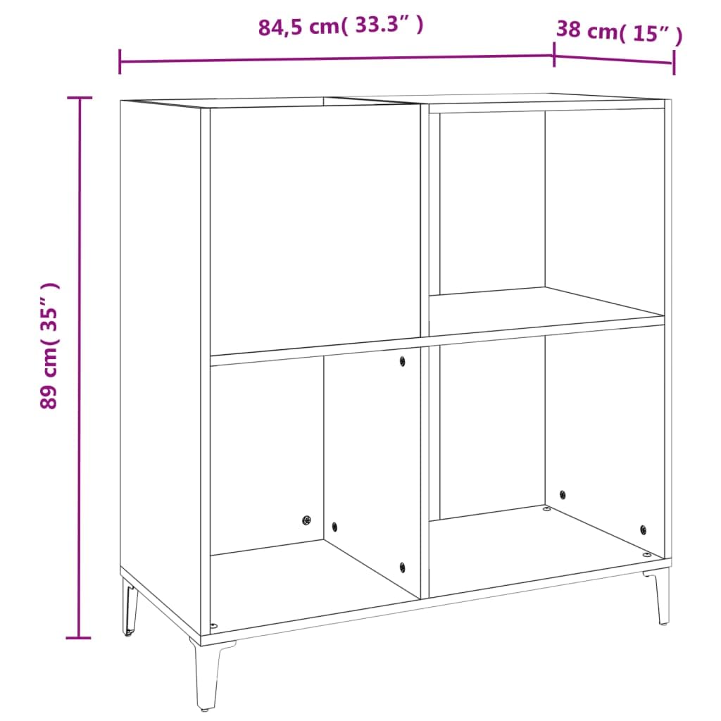 LAPOOH Mueble para Discos Madera contrachapada Blanco 84,5x38x89 cm, Estanteria CD, Mueble Tocadiscos, Mueble para Discos, Mueble para Vinilos, Mueble para Tocadiscos - 831997