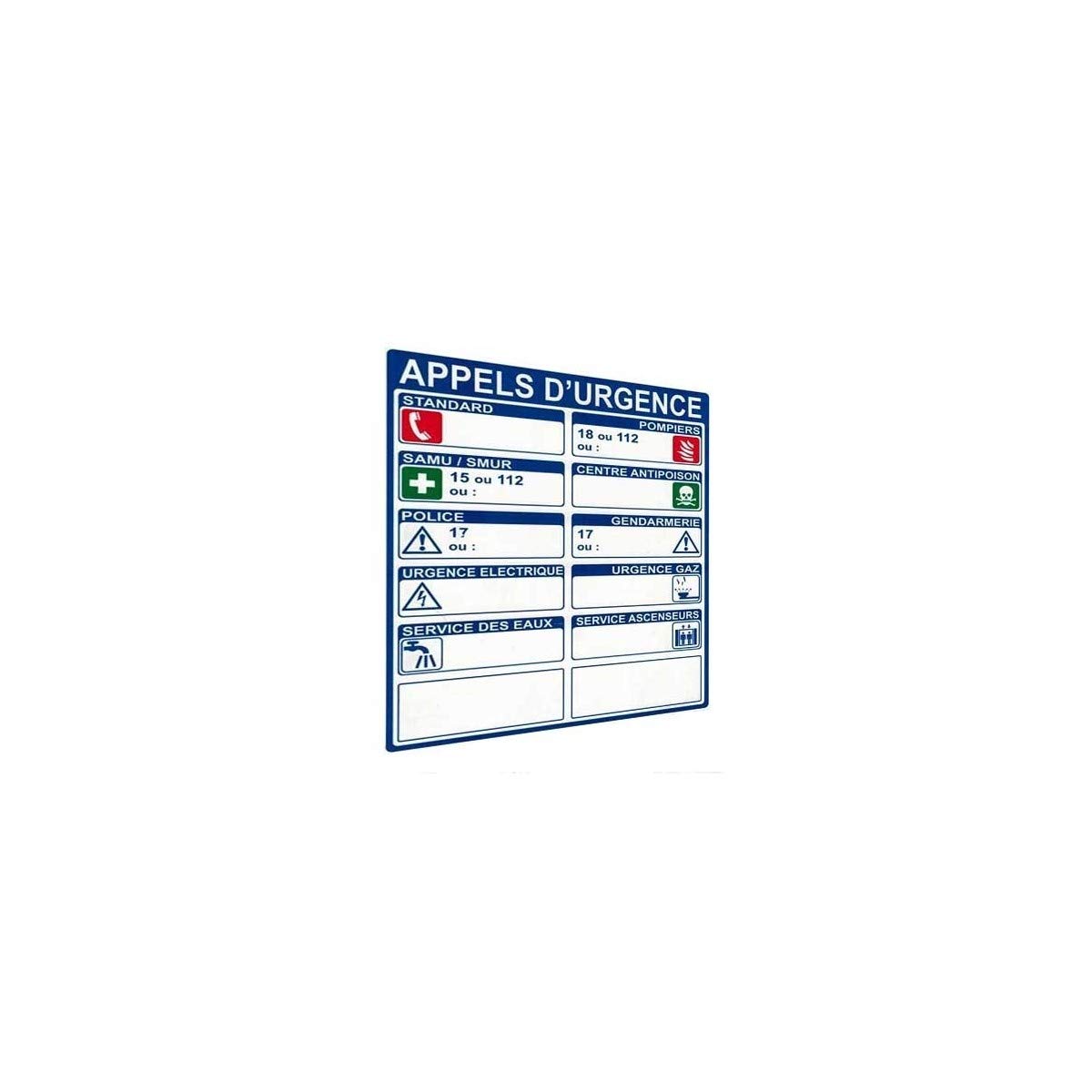 Panneau signalétique d'appels d'urgence