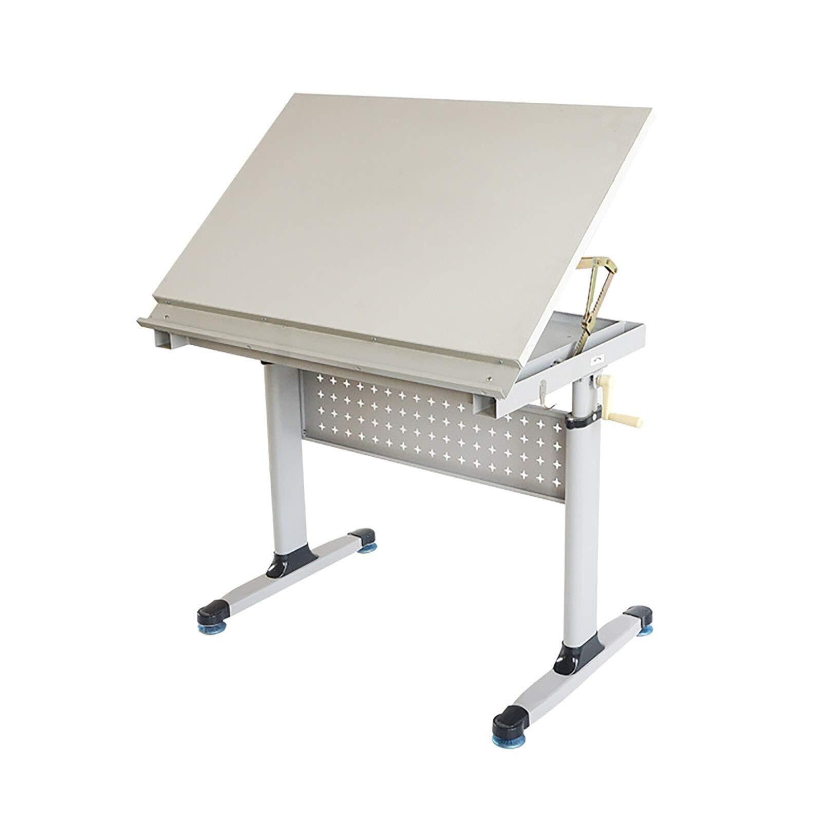 OTQEFTN Adjustable Drafting Table with Tiltable Desktop, Lifting Art Desk for Drawing, Writing, and Design Work, Spacious Workstation with Convenient Storage, 90x60x76CM