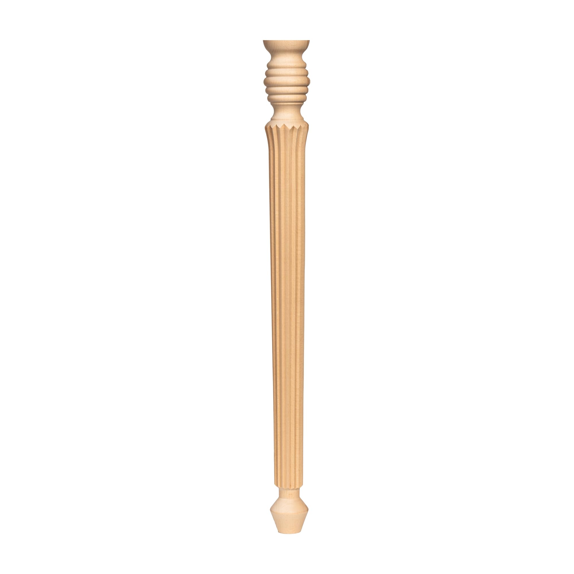Fluted Beech Wood Table Leg – Handmade Modern Farmhouse Style – Unfinished Furniture Leg for Custom Projects (30 Inch / 75 cm)