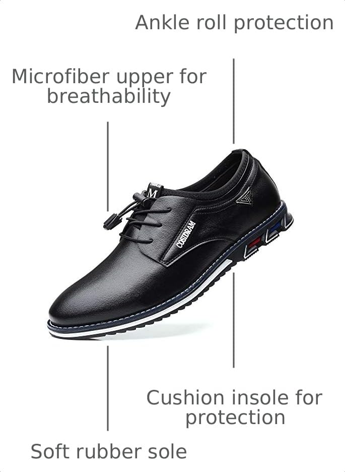 Image of COSIDRAM Mens Business Dress Shoes Casual Slip-on Comfort Walking Shoes | Practical elastic quick-lace design, sleek upper silhouette, easy to match jeans and trousers for business casual daily looks