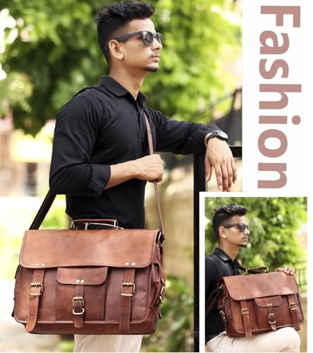 Leather Laptop Bag | Leather Messenger for Men and Women | Briefcases for Men | A Perfect Satchel can be Used for School and Work (11 x 15 inchs)4