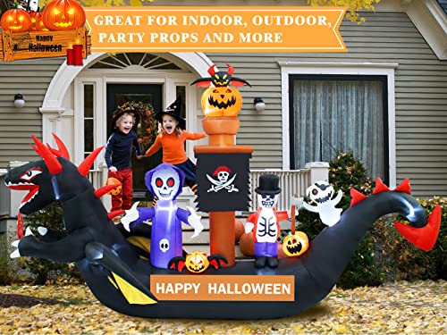 Mukum 11Ft Halloween Inflatables Dragon Pirate Ship Skeletons Ghosts Pumpkins 2022 Upgrade Halloween Blow Ups Build-In Led Giant Halloween Inflatables Outdoor Decorations For Yard Lawn Garden Décor #TOP4