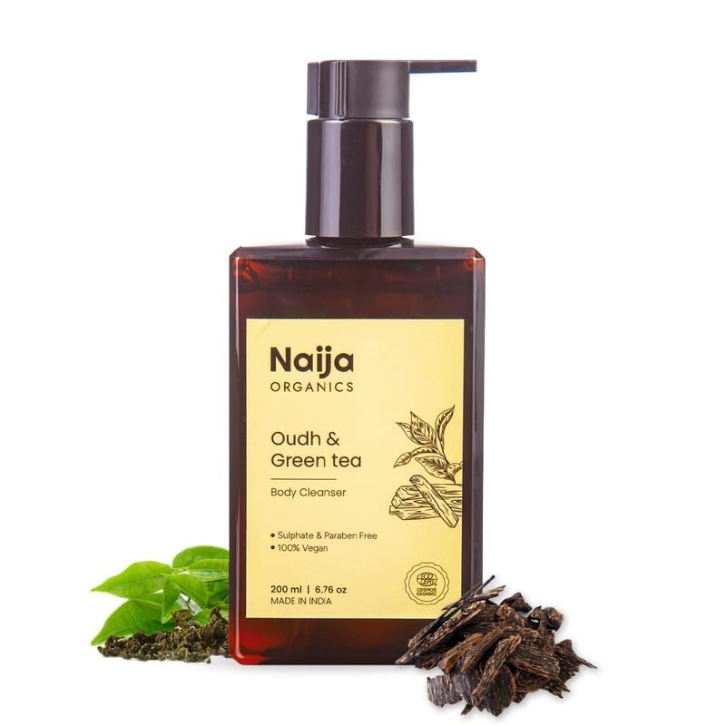 MAHANT Oudh Green Tea Body Wash Gentle Cleansing Shower Gel with Glycerin Vitamin E Refreshing Bath Cleanser Unisex