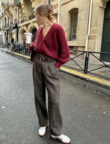 Wyeysyt Womens Cardigan Sweater Button Down Chunky Soft Knit Sweater Open Front V-Neck Long Sleeve Casual Cardigan3