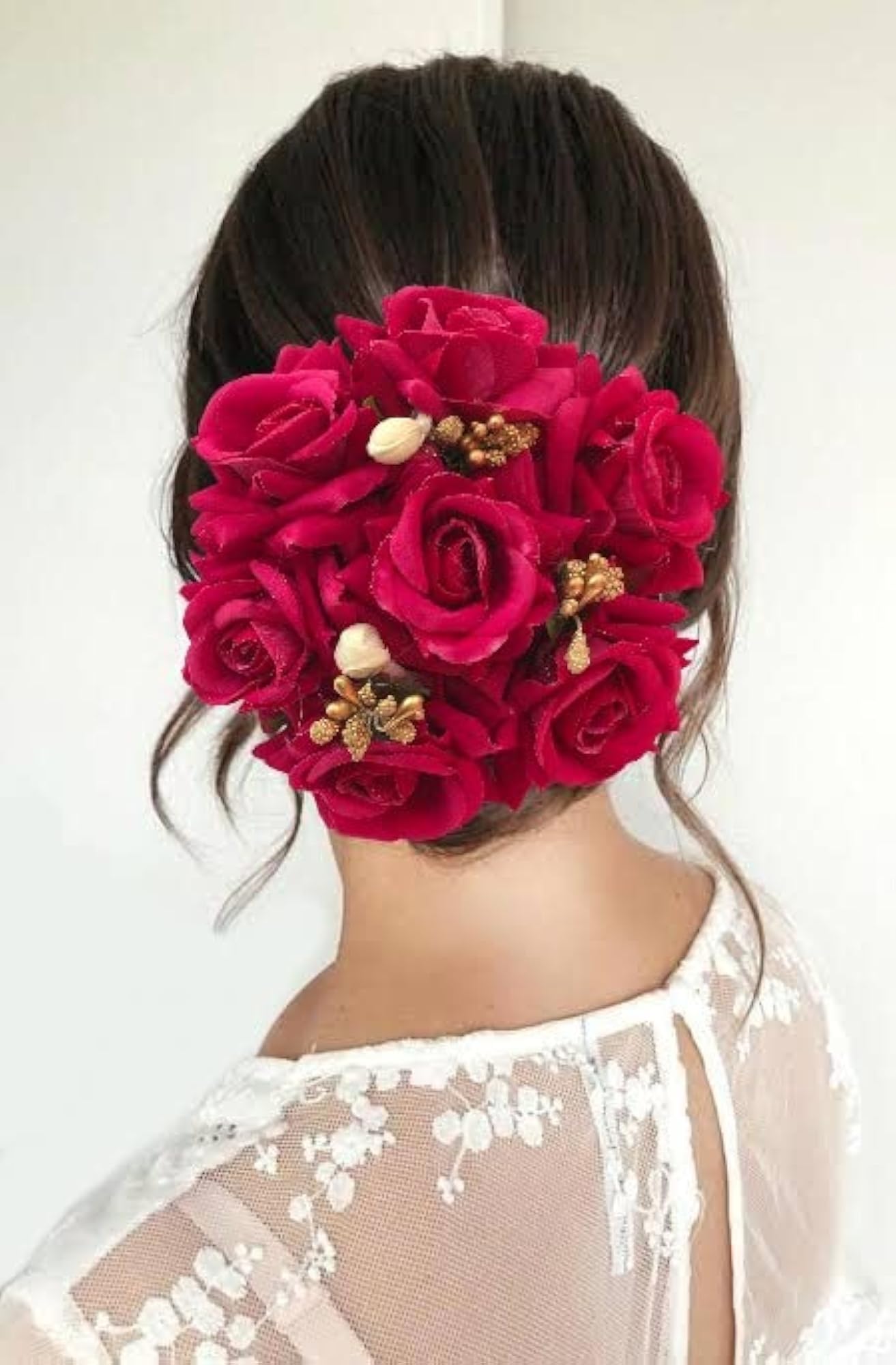 Women's Handmade Floral Bun Decoration for Weddings