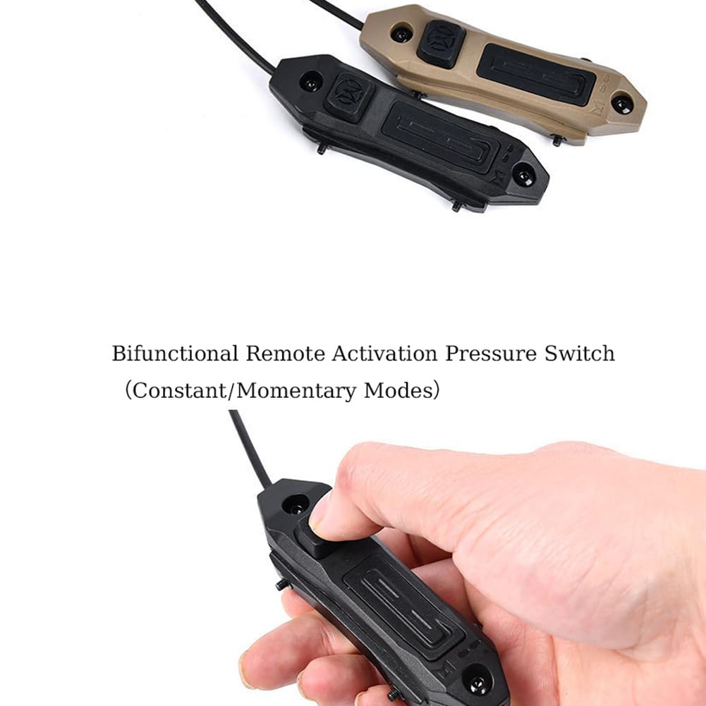 Tactical Modular Wire Dual Button Remote Activation Pressure Switch for M600/M300 Series Scout Flashlight and Light?with Constant/Momentary Modes (Crane Laser Plug, Black)