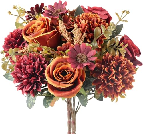 HUAESIN 2Pcs Künstliche Blumen Chrysantheme Kunstblumen Rose Seidenblumen Herbst Blumenstrauß Unecht für Hochzeit Party Halloween Vase Tischdeko Thanksgiving Dekoration Orange HUAESIN 2Pcs Künstliche Blumen Chrysantheme Kunstblumen Rose Seidenblumen Herbst Blumenstrauß Unecht für Hochzeit Party Halloween Vase Tischdeko Thanksgiving Dekoration Orange