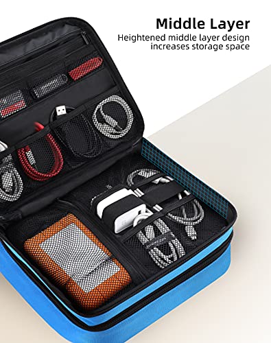 Electronics Organizer-Super Large 3 Layer Travel Cable Charger Storage Organizer bag with Shockproof Pokect for Tablet, Cord Organizer Case with DIY Storage Area,Tech Pounch for Electronic Accessories