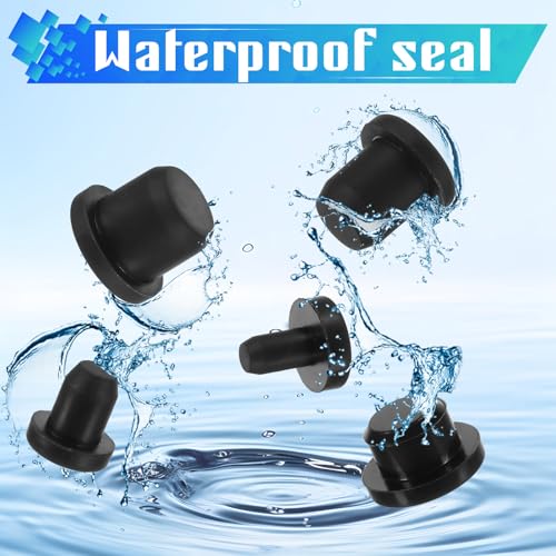 Image of 50PCS 5 Sizes Silicone Hole Plug Black Round Rubber Stopper High Temp T Shaped Plug Waterproof Button Tube End Cover Soft Flexible Plugs for 4-9.5mm Inner Diameter Hole Bottles