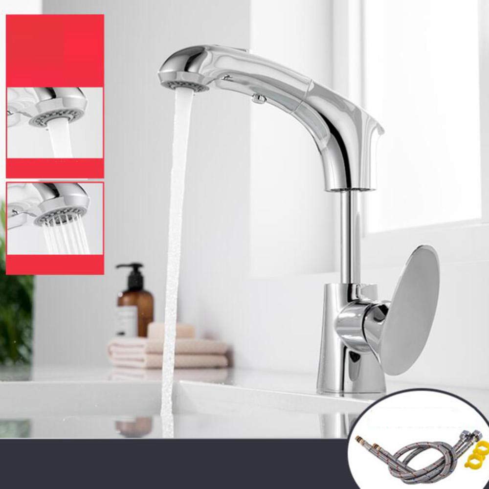 Rubinetto Bagno Con LED Temperatura - Doccetta Estraibile 40cm, Autogenerazione Elettrica, Cromato - Foto 2