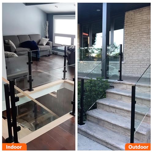 Poteau rond en verre de 85 cm anti-vibration en acier inoxydable pour balustrade - 3