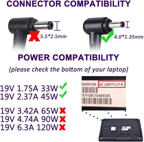 Image of AD45-00B 45W 19V 2.37A Ac Adapter Laptop Power Supply for ASUS UX305 UX305L UX305F UX305C UX303U UX330 UX330U X331UA UX360C UX31A E203M E203MA X553S X553M X553MA (AS 45W 1.35)