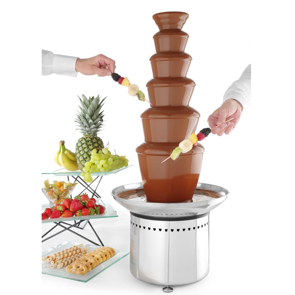 MBH - Fontana di cioccolato professionale a 6 livelli. Fontana Fonduta di Cioccolato in Acciaio Inox Didable per Alberghi