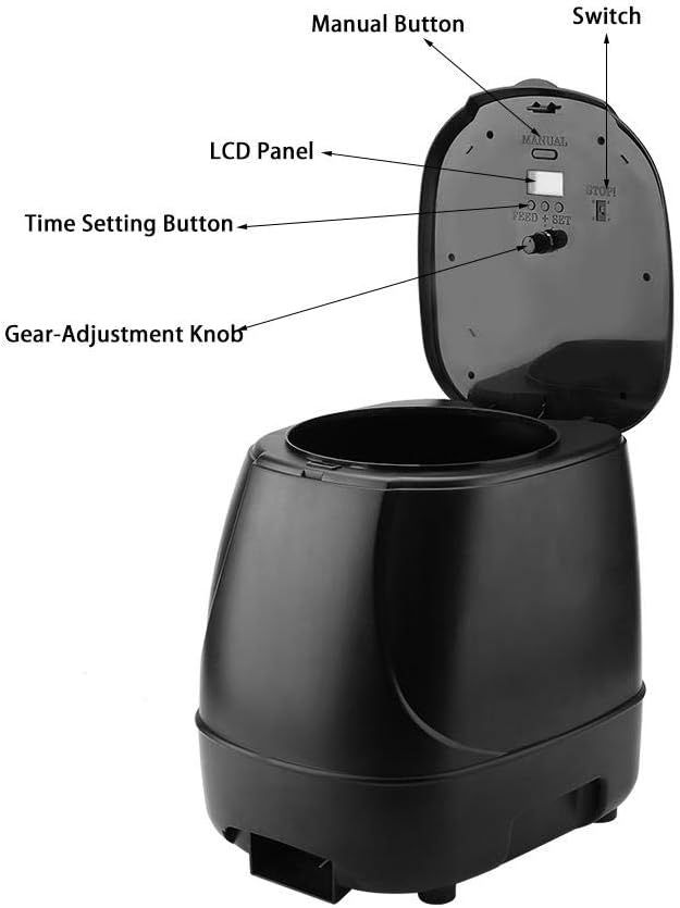 Automatic Fish Feeder, Outdoor Intelligently Large Capacity Fish Feeding Dispenser Timer Automatic Farms Fish Feeder(Without Battery)