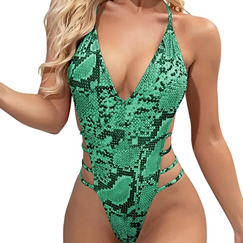PIGMAMA Trajes de una pieza para mujer, traje de baño de mujer, bikini sexy de una sola pieza, diseño de piel de serpiente que te hace sexy encantadora y elegante llevándolo Cover