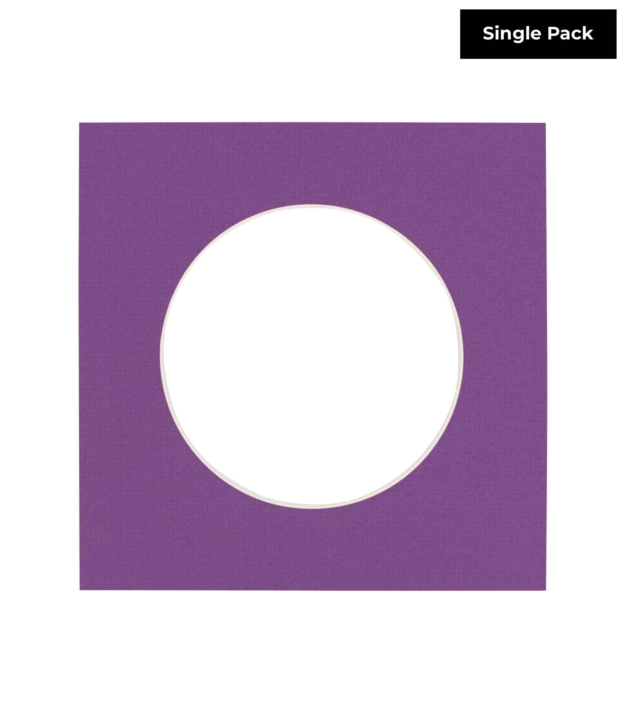 CountryArtHouse Dark Purple Acid Free 18x18 Circle Picture Frame Mat with White Core Bevel Cut for 14x14 Pictures - Fits 18x18 Frame - Pack of 1 Matboard