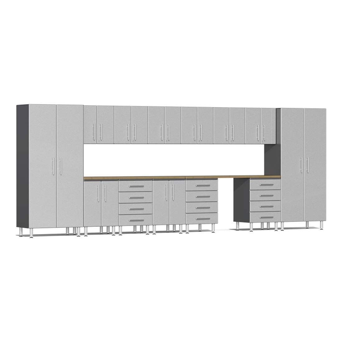 Ulti-Mate UG23152S 15-Piece Cabinet Kit with 2 Bamboo Worktops in Stardust Silver Metallic