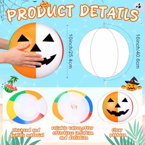 Roowest 12 Pcs 10 Inch Halloween Summer Beach Balls Bulk Inflatable Pumpkin - image 2