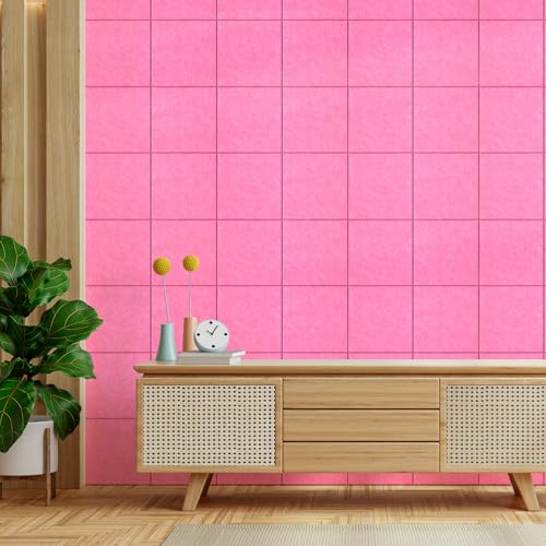 Image of MaxGear Felt Bulletin Board 48 inch x 36 inch, Pink Felt Wall Tiles Wall Decor