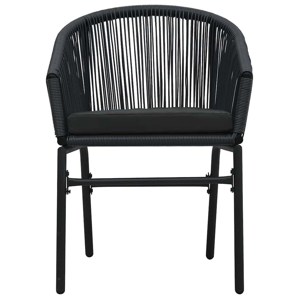 malowana proszkowo stal rattan PVC zestaw ogrodowy czarny stolik 80 cm