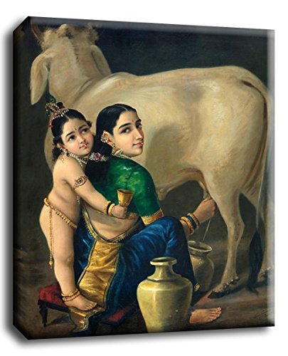 Image of Tallenge - Yashoda Krishna - Raja Ravi Varma Mythology Collection - Medium Gallery Wrap - Framed (23 x 30 inches)