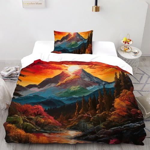 Housse de couette fermeture éclair enfant pour lit simple paysage 3D - 2