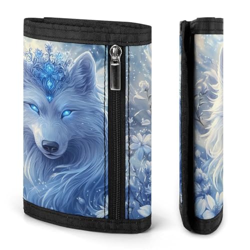 White Wolf Trifold Wallet Slim Credit Card Holder Minimalist Front Pocket Money Clip for Women Men3