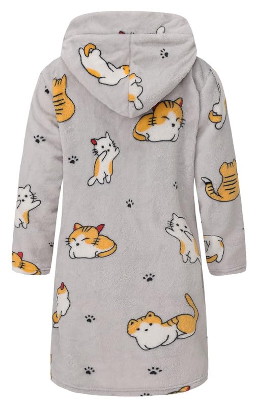 Image of Girls Soft Fleece Robes Plush Hooded Bathrobes Sleepwear for Kids 2-16 Years