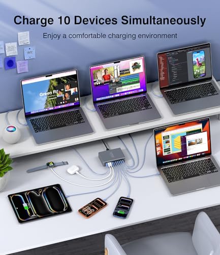 Image of 2026 Updated 730W USB C Charger Block,10-Port GaN Super Fast USB C Charging Station Hub Block Cube,Laptop Fast Charger Adapter for iPhone /MacBook Pro /Air, DELL, iPad,Samsung Galaxy