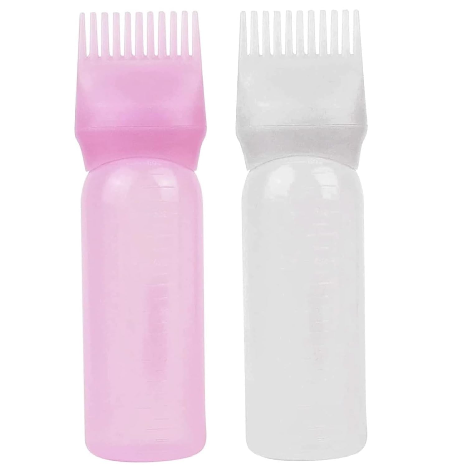 Hair Dye Brush Bottle (2 Pcs) Root Comb Applicator Bottle Hair Colouring Dye Applicator Scalp Treatment Bottle Plastic Squeeze Bottles for Hair Colouring Dye and Scalp Treatment Hair Tools Accessories