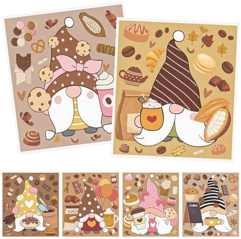 Coffee Gnome Swedish Dishcloths for Kitchen - 6PCS Deorfuy Gnome Swedish Cloths for Washing Dishes Reusable Brown Coffee Themed Dish Towels Washable Cleaning Sponge for Home Party Cleaning Fast Drying