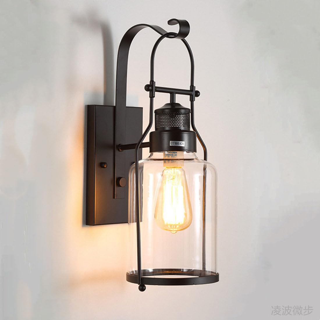 TKJNBFD Outdoor Wall Lights Retro Waterproof Porch Wall Mounted Lighting E27 Base Exterior Light Fixture Rustic Wall Sconces for House Doorway Front Door Garage Entryway (Black)