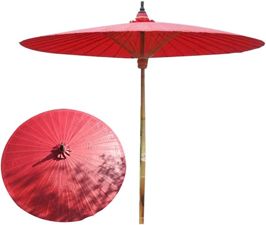 GSKC 2m Sombrilla De Jardín De Bambú Sombrilla De Playa Redondo Sombrilla De Patio, para Exterior Protección Solar Parasol, Anti-UV, 36 Costillas De Bambú