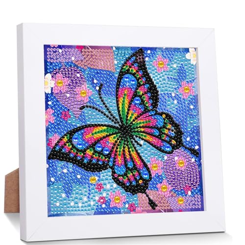 Diamond Painting Bambina Set di Pittura A Farfalla Con Diamantini Crystal Art per Bambini Dai 8 Ai 12 Anni - Decorazione Della Parete di Casa 15x15cm