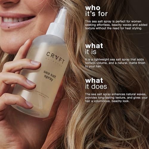CRVFT Sea Salt Spray for Women | Sea Salt for Hair | Texture Spray | Volume & Texture for All Hair Types | Scented (6.76oz)