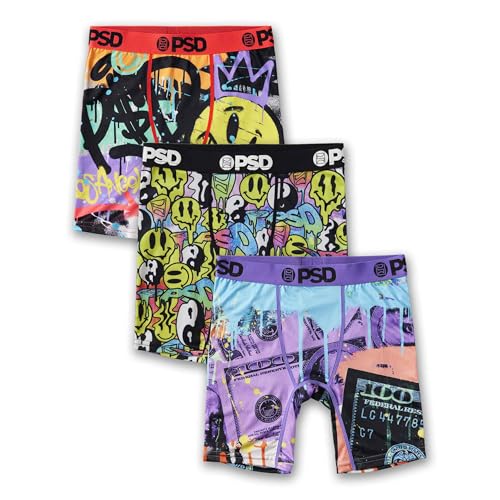 PSD Youth Boy's Smiley Print Boxer Briefs - Breathable and Supportive Kids Underwear with Moisture-Wicking Fabric