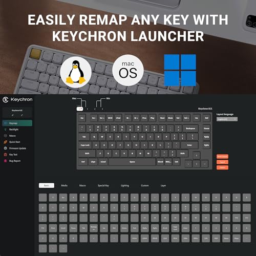 Image of Keychron KJ1 Low Profile Wireless Mechanical Keyboard - 75% Layout Brown Switch, QMK RGB Backlit, 2.4G /Bluetooth /USB-C, Double-Shot PBT Keycaps, 2000mAh Battery, Mac /Win /Linux Compatible - White