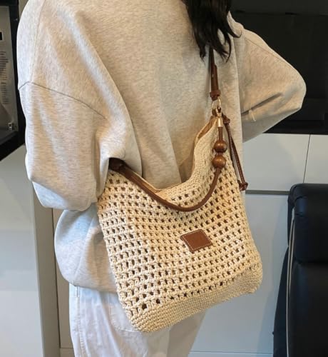 Straw Beach Bag Boho Woven Shoulder Handbag for Women Summer Beach Tote Purse Straw Hobo Bag Crossbody Purse Woven Satchel4