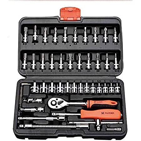 46-Piece 1/4" Drive Socket Wrench Set - Includes Ratchet, Sockets, Extensions & Bit Set