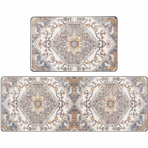 TOMWISH kitchen rugs Set of 2 Floor Comfort Mats non slip washable Kitchen Sink Area Rug Farmhouse Kitchen Floor Mats Comfort Standing Mat for in Front of Sink kitchen décor Laundry 17
