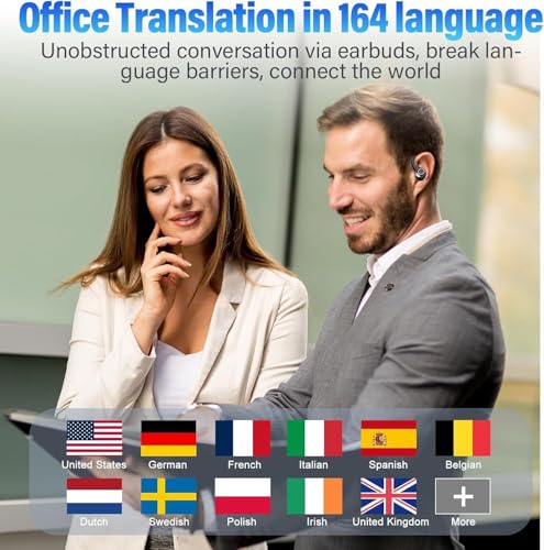 AI Translation Earbuds Real Time 164 Language Translator Earbuds 3 in 1 Bluetooth 54 Translation Headphones with 5 Translation Modes 48H AI Ear Buds Translator Device for BusinessTravelLearning