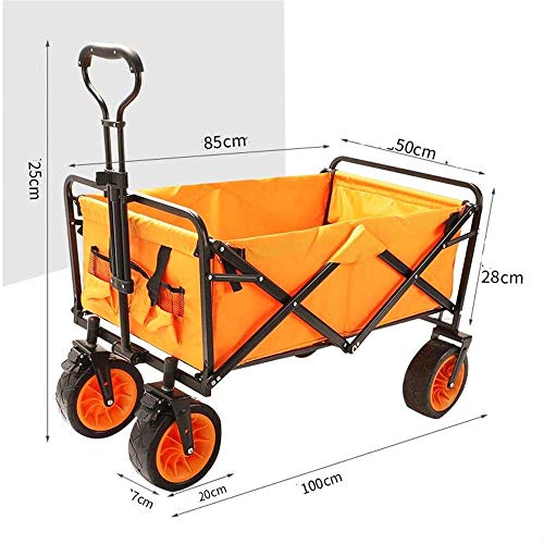 Einkaufswagen, tragbarer, zusammenklappbarer Einkaufswagen, 4-Rad-Outdoor-Wagen für Camping und Garten, Leichter, zusammenklappbarer Einkaufstrolley und einfach zu verstauen, ideal für Bauernmärkte – Bild 3